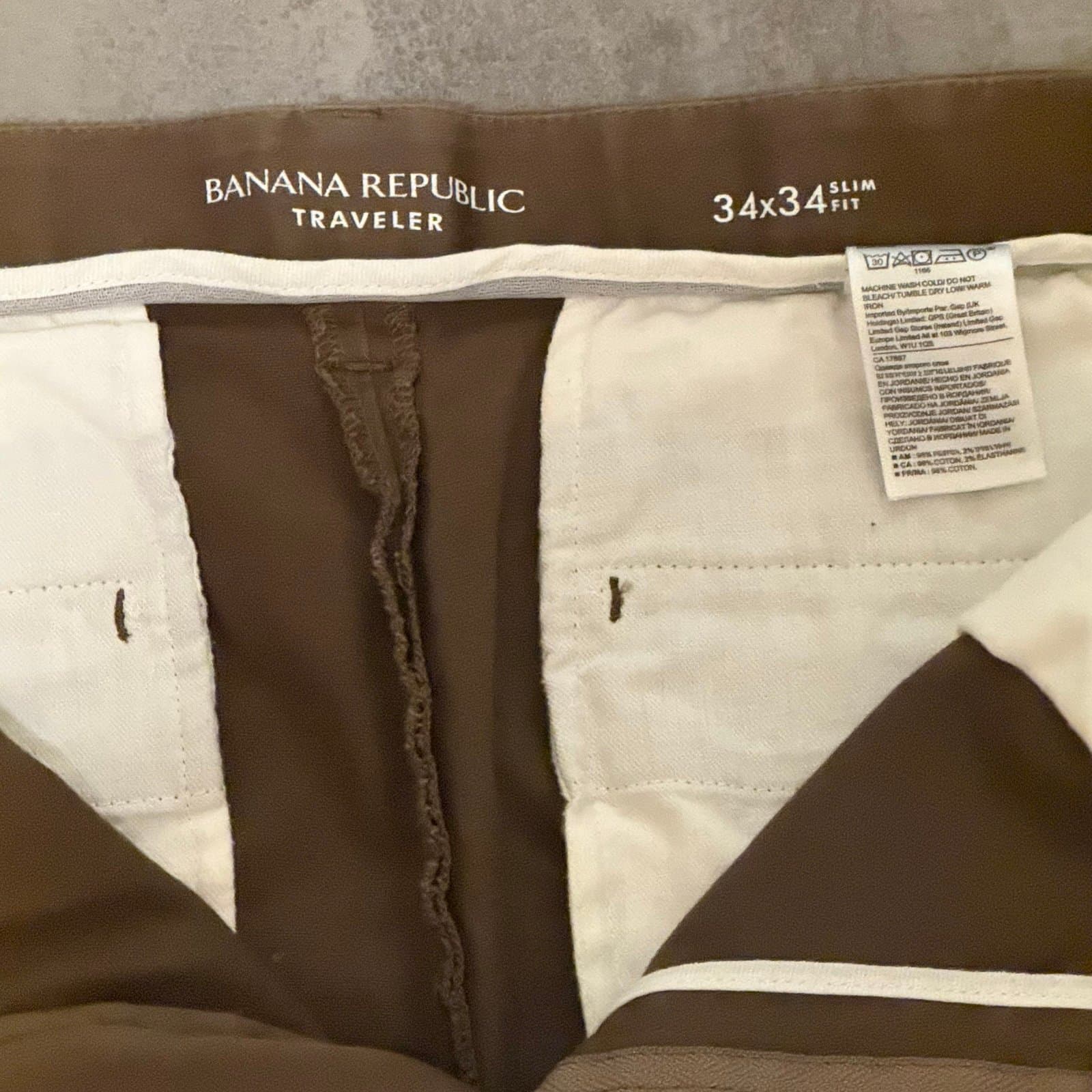Brown Banana Republic 34x34 mens Slim Traveler slacks - Thumbnail 4