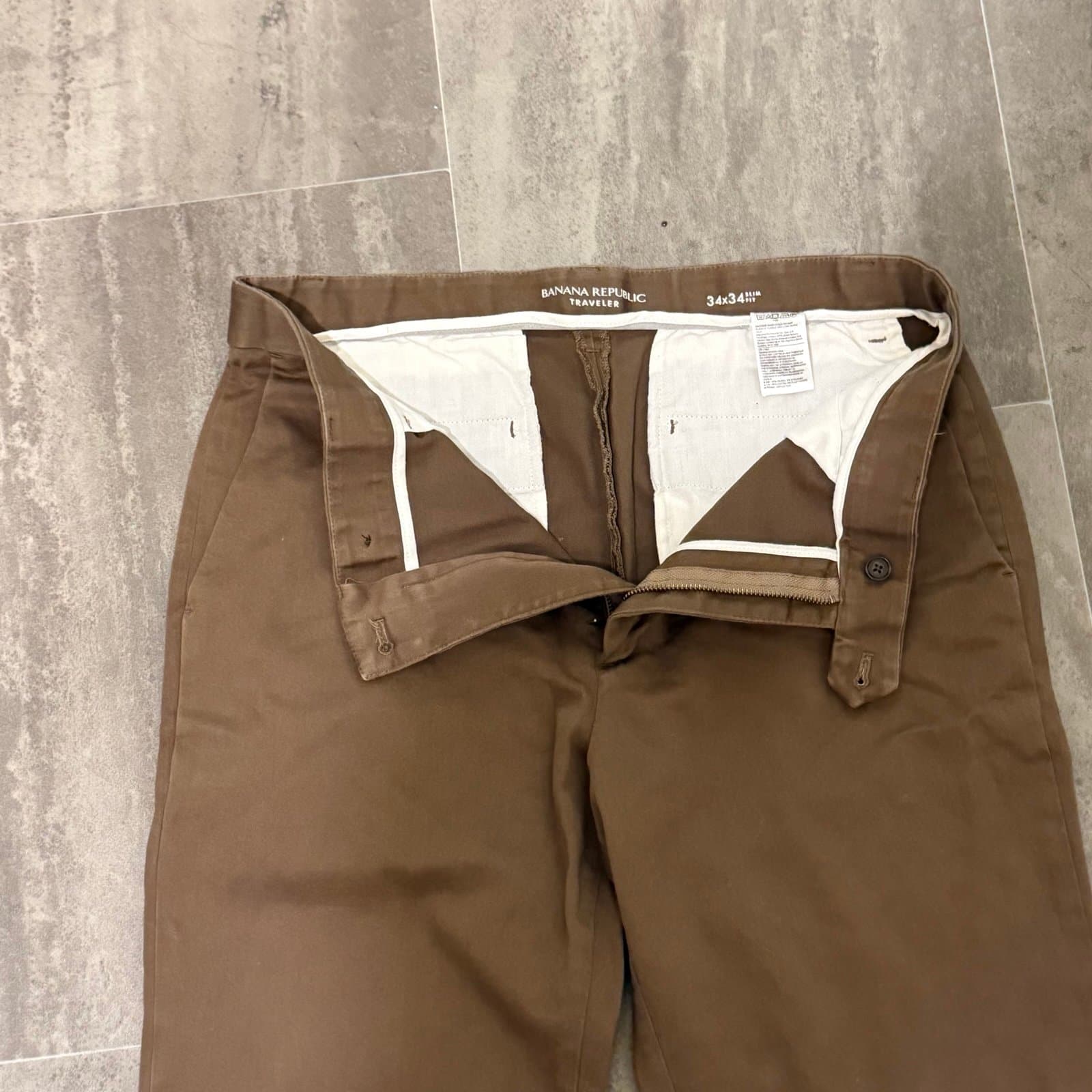 Brown Banana Republic 34x34 mens Slim Traveler slacks - Thumbnail 3