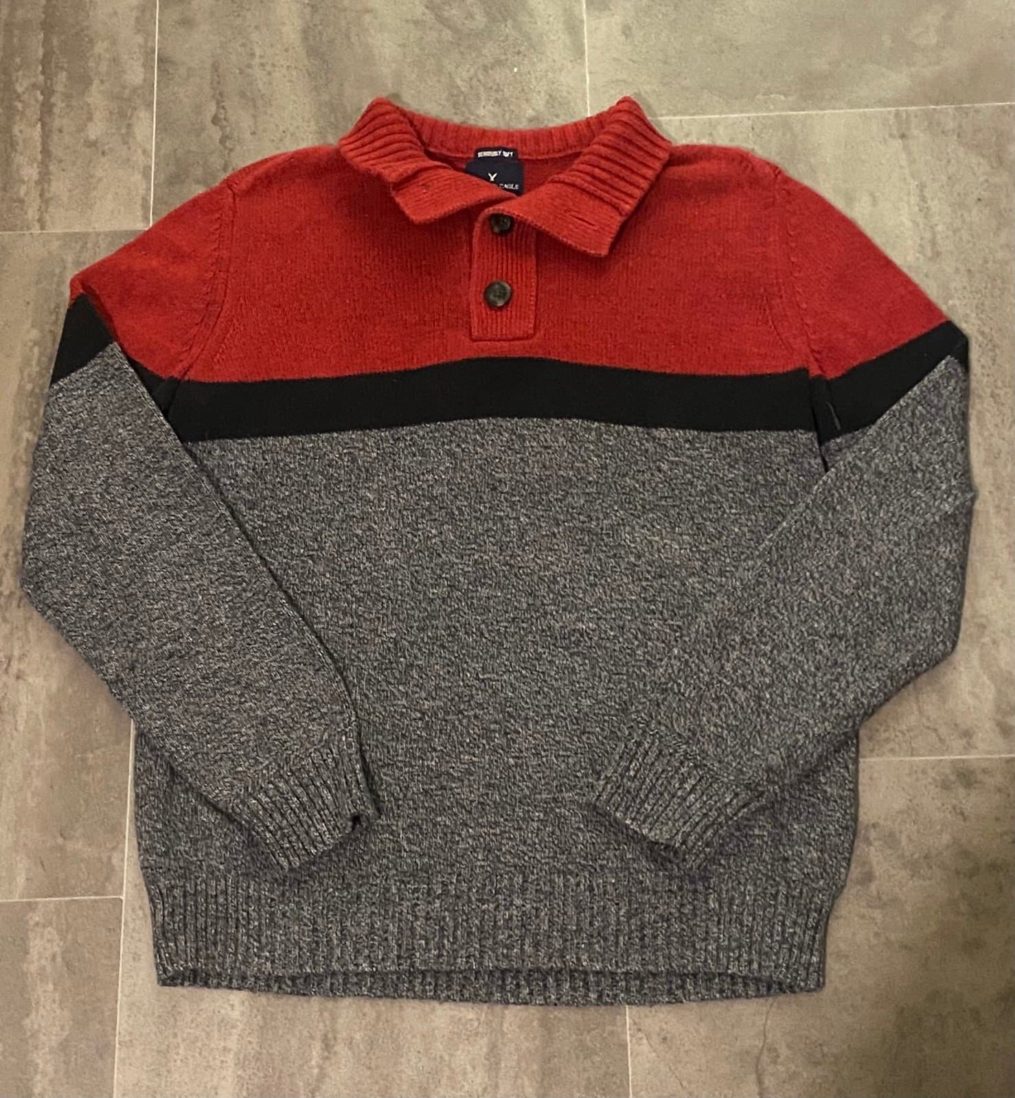 Grey and red American Eagle Outfitters thick sweater - Thumbnail 2