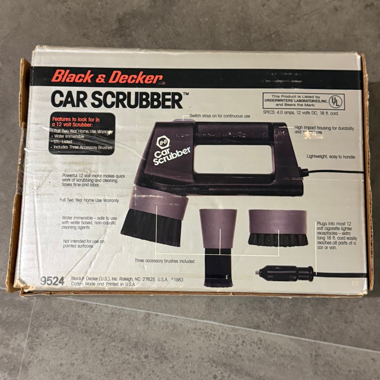 Vintage Black & Decker Car Scrubber #9524 - 12V DC, NIB (New in Box) - Thumbnail 2