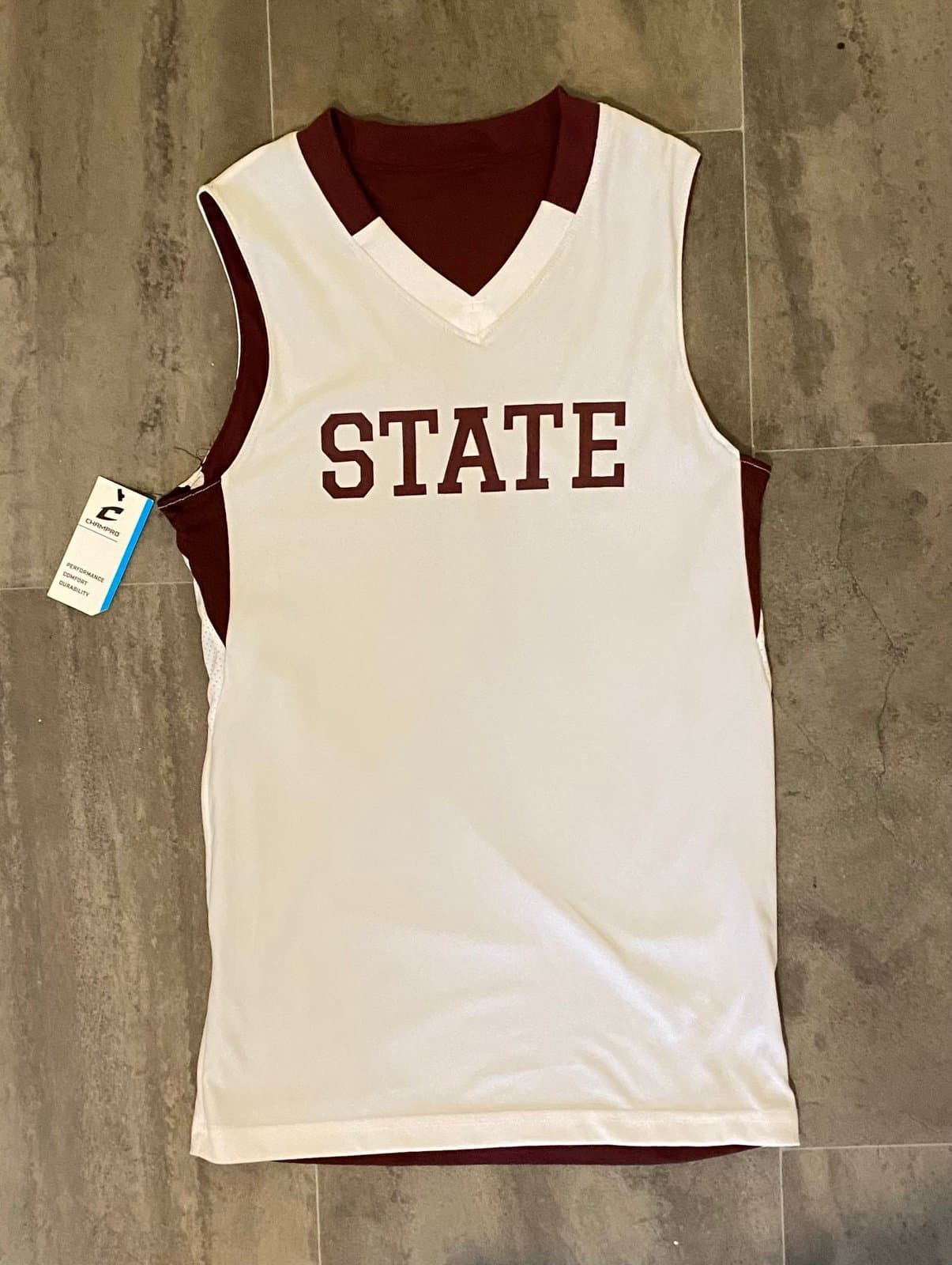 White and burgundy State jersey reversible XL