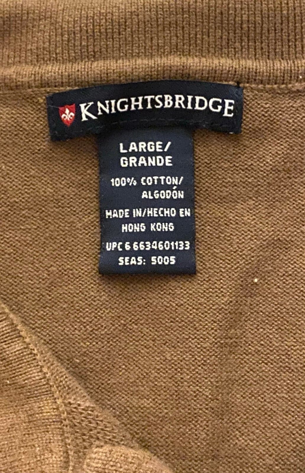 Vintage Brown Knightsbridge Mens Large polo long sleeve shirt - Thumbnail 2