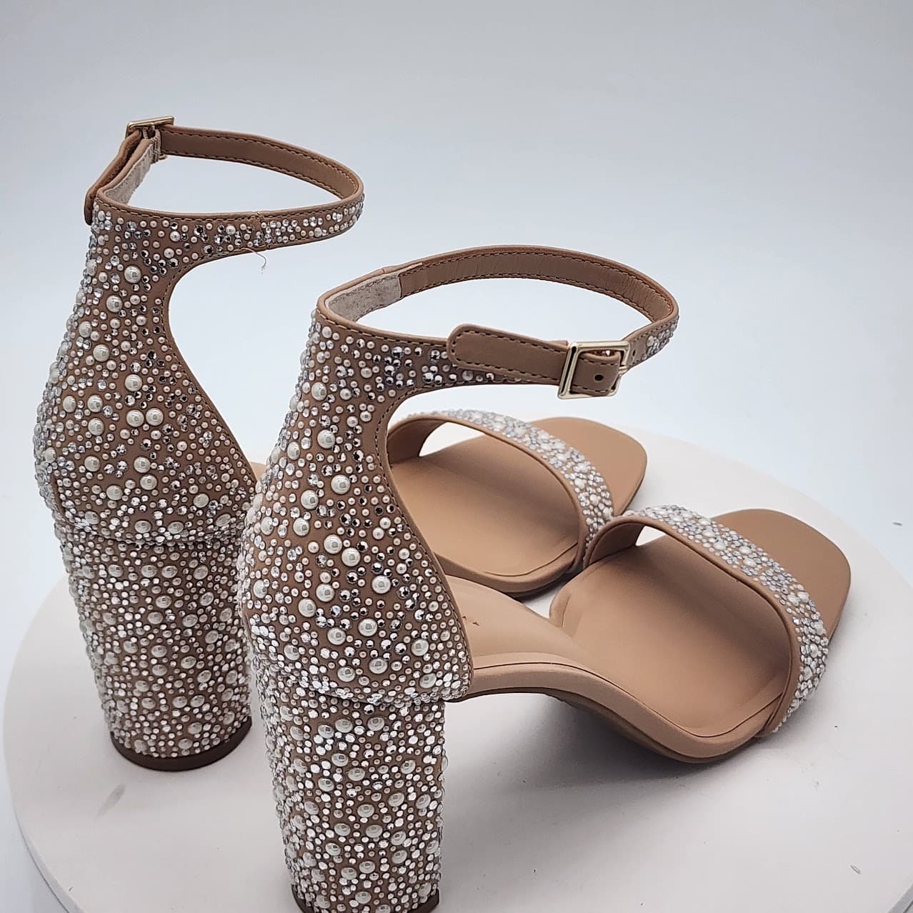 I.N.C. International Concepts Pearl Bling Block Heel Sandals Women's Size 10.5M - Thumbnail 2
