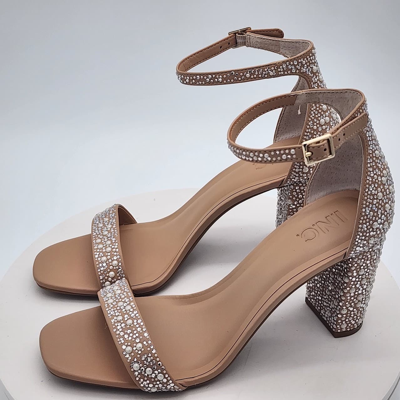 I.N.C. International Concepts Pearl Bling Block Heel Sandals Women's Size 10.5M - Thumbnail 5