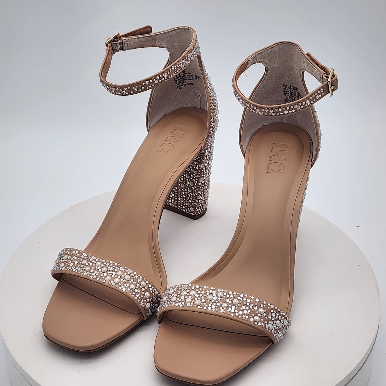 I.N.C. International Concepts Pearl Bling Block Heel Sandals Women's Size 10.5M - Thumbnail 6