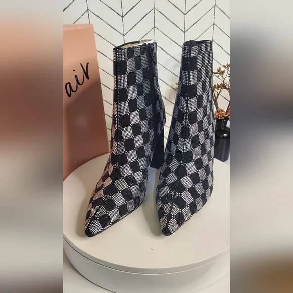 Wild Pair Ingridd Rhinestone Pointed Toe Dress Booties for Women – Sparkly boots - Thumbnail 2