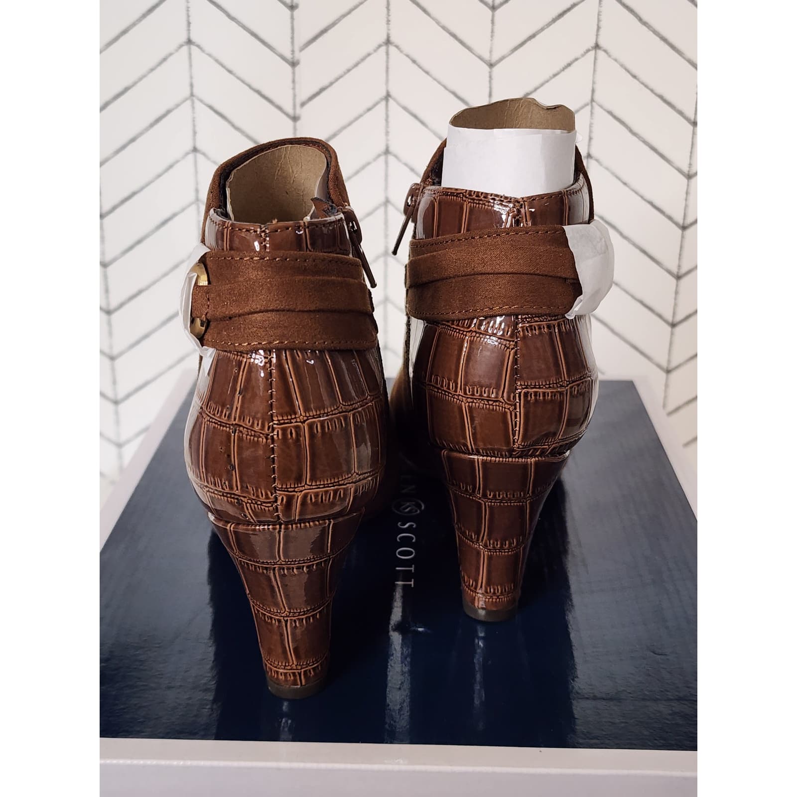 Karen Scott Koraa Strapped Booties for Women – Brown with Croc - Size 7.5 M - Thumbnail 7
