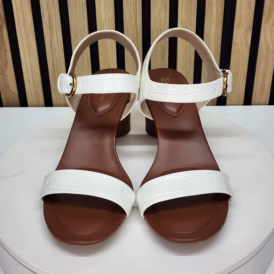 NEW - Giani Bernini Hadleyy Women’s White Croc Strappy Sandals Heel Size 8 M - Thumbnail 6
