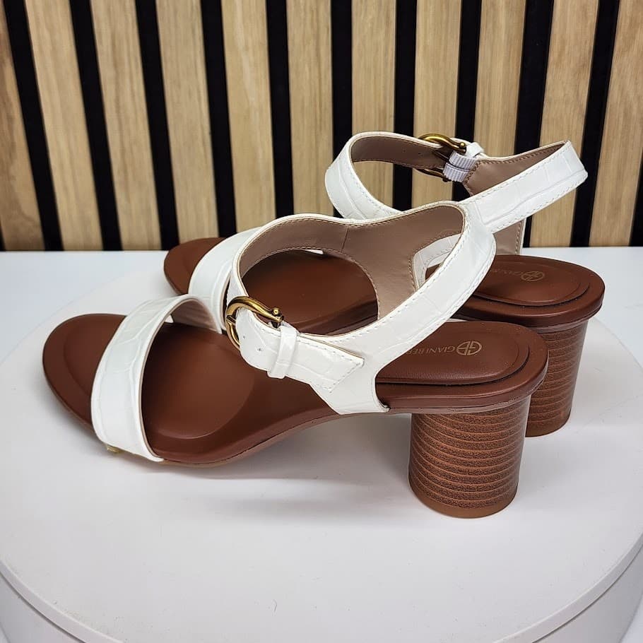 NEW - Giani Bernini Hadleyy Women’s White Croc Strappy Sandals Heel Size 8 M - Thumbnail 4