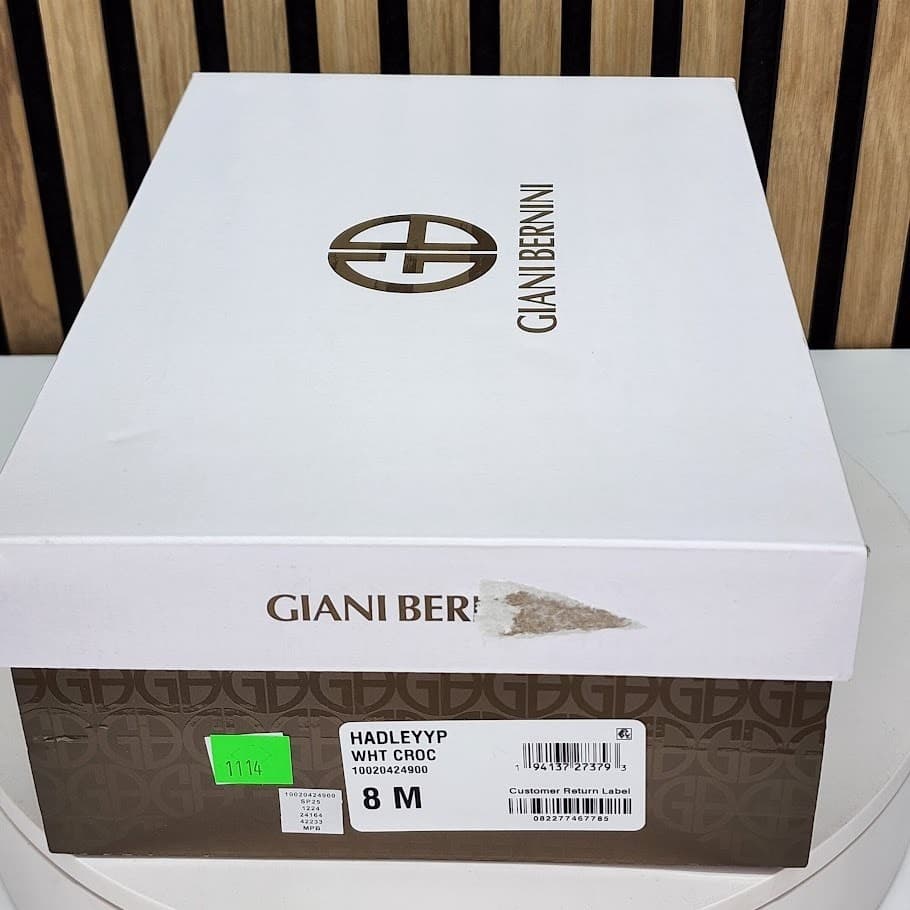 NEW - Giani Bernini Hadleyy Women’s White Croc Strappy Sandals Heel Size 8 M - Thumbnail 7