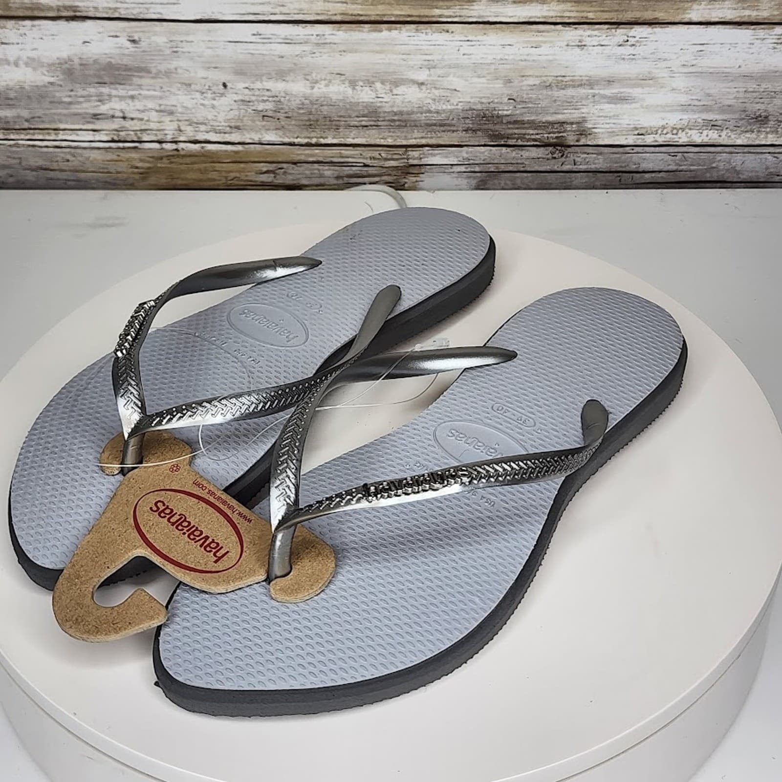 NEW - Havaianas Slim Point Women’s Steel Grey Flip Flops Sandals Size 11/12 - Thumbnail 4