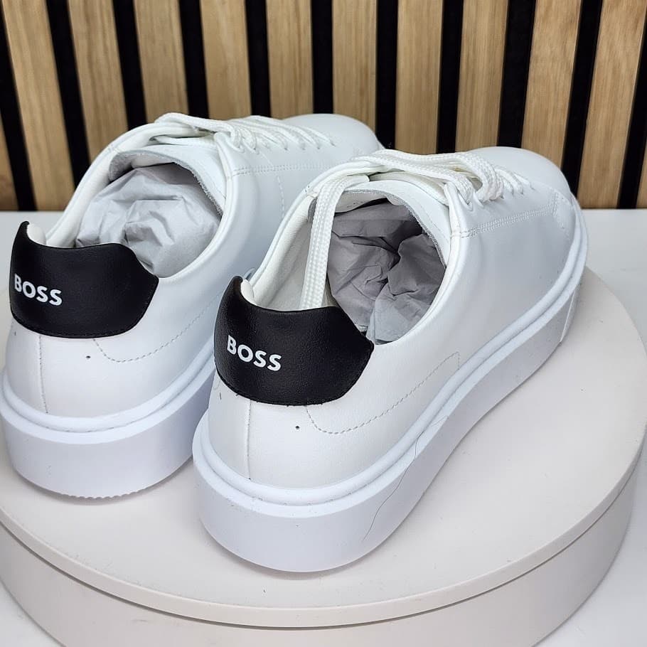 NEW - BOSS Hugo Boss Colyn Men’s White Sneakers Tennis Style Shoes Size 7 - Thumbnail 2