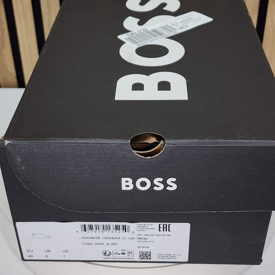NEW - BOSS Hugo Boss Colyn Men’s White Sneakers Tennis Style Shoes Size 7 - Thumbnail 5