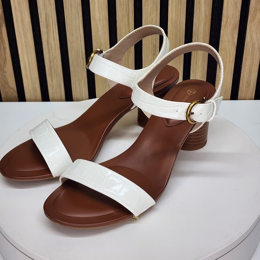 NEW - Giani Bernini Hadleyy Women’s White Croc Strappy Sandals Heel Size 8 M - Thumbnail 5