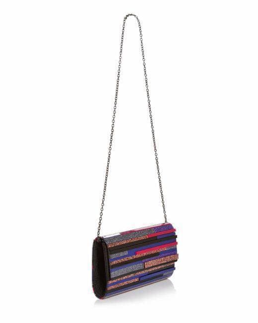 Sondra Roberts Purple Lucite Glitter Combo Hardshell Chain Crossbody Clutch - Thumbnail 3