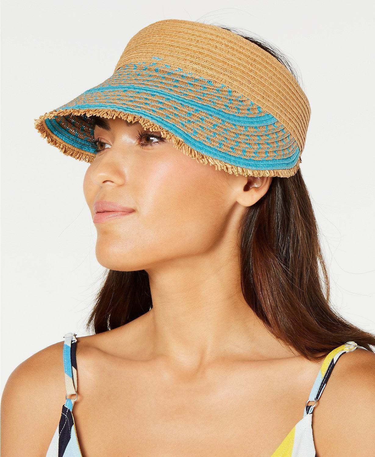 INC International Concepts Printed Tweed Stripe Frayed Edge Visor