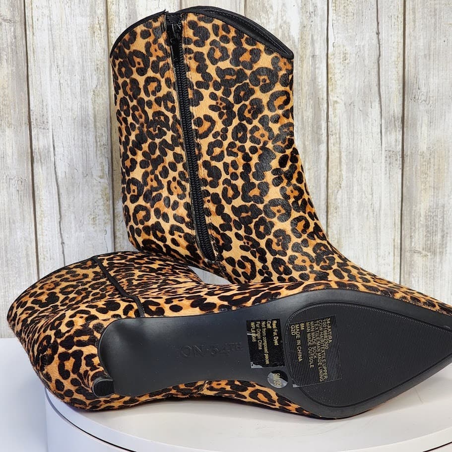 NEW - On 34th Aatira Leopard Tulip Booties - Size 7 M - Thumbnail 10