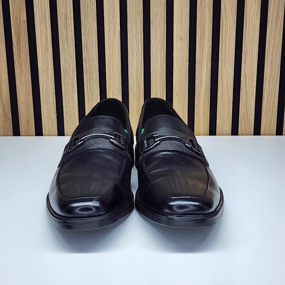 NEW - Clarks Clarkslite Bit Men’s Black Leather Loafers Slip On - Size 10 - Thumbnail 2