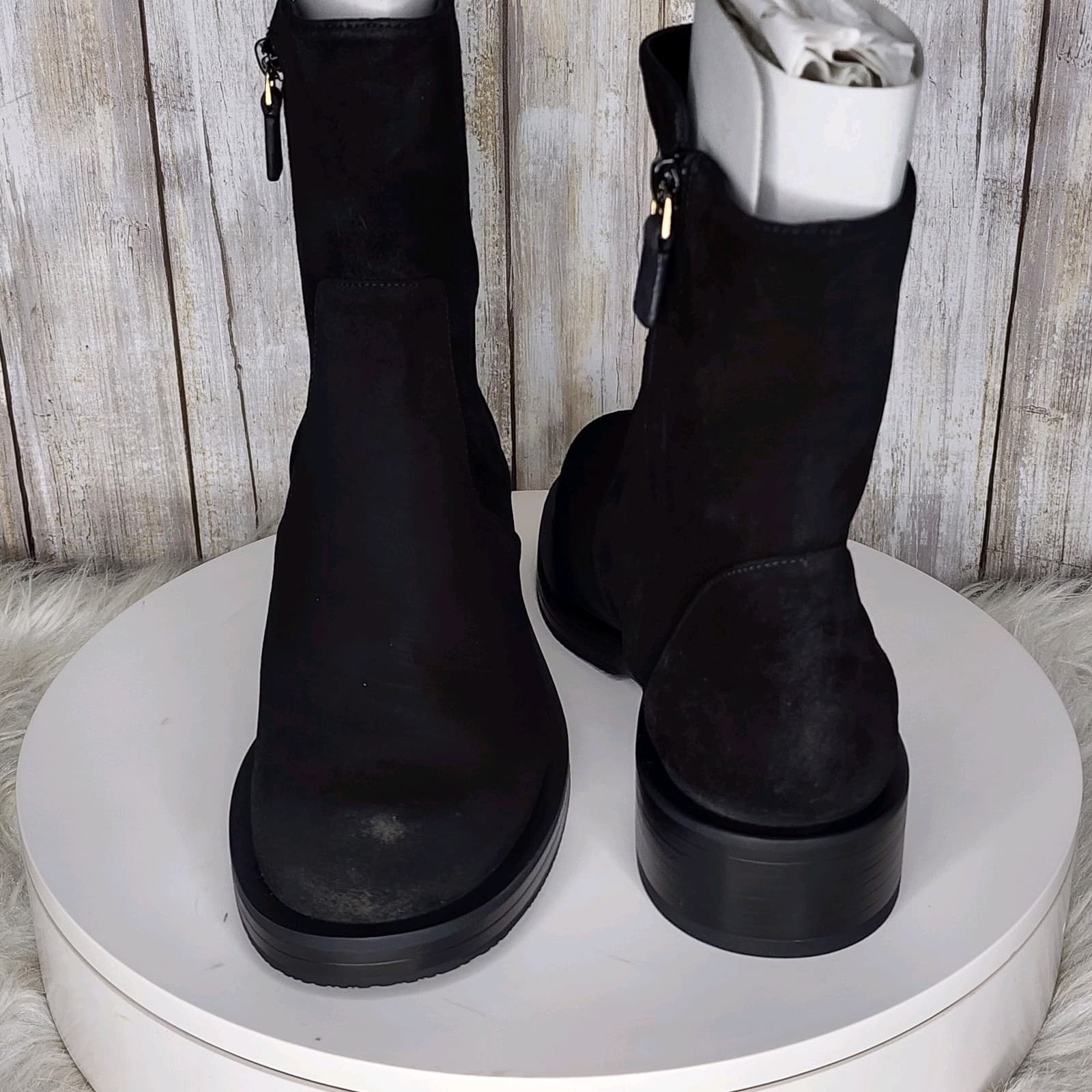 Stuart Weitzman 5050 Bold Zip Bootie Black Suede - Size 7 - Thumbnail 4