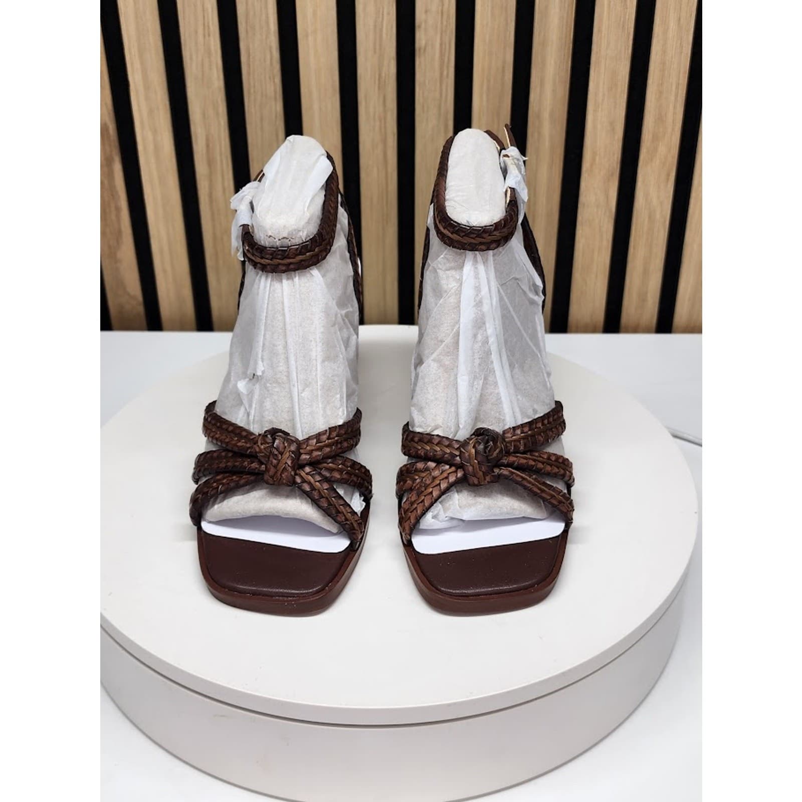 NEW - Giani Bernini Renaee Women’s Brown Woven Block Heel Sandals - Size 6M - Thumbnail 6