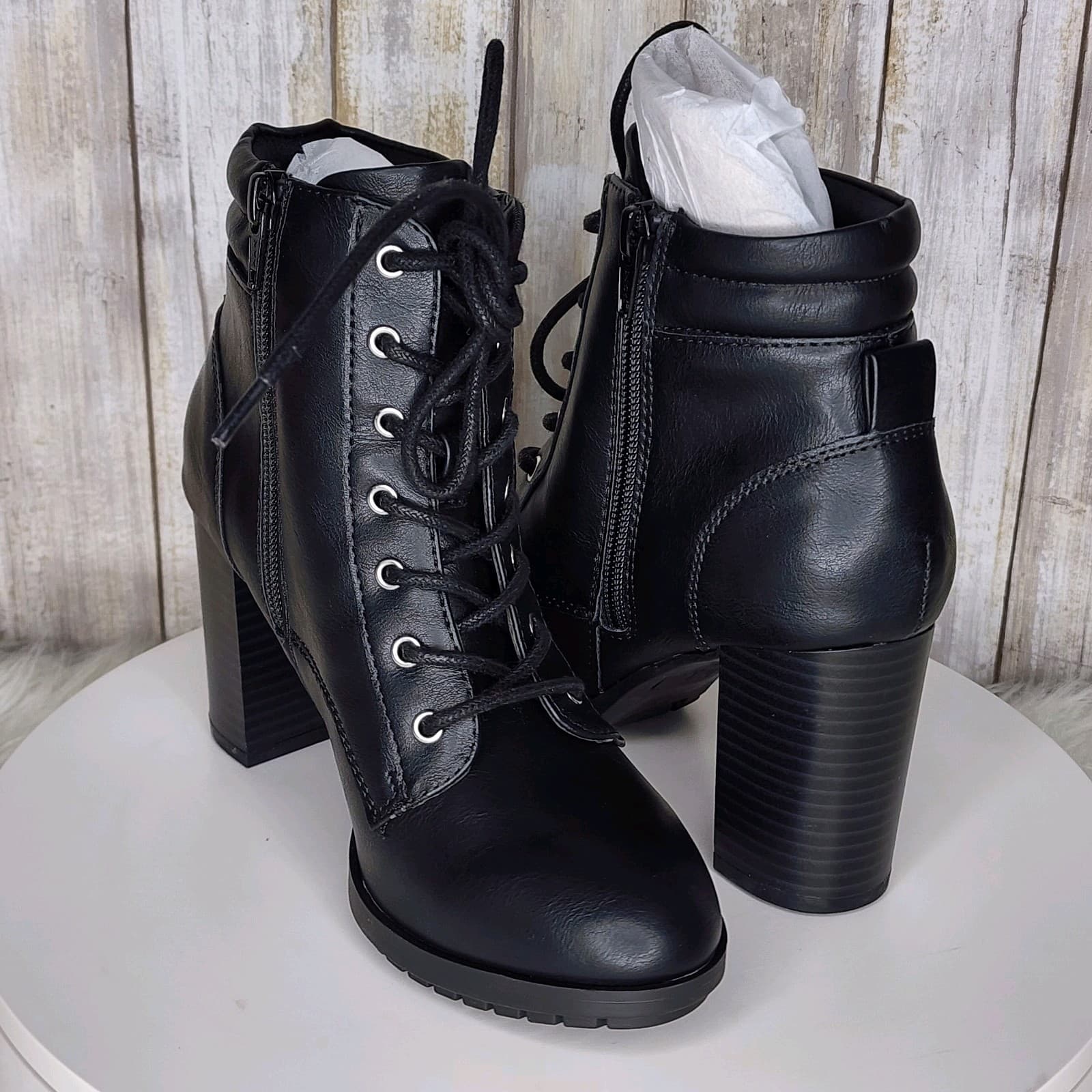 Style & Co Laurellee Lace-Up Dress Booties Black - Size 5.5 - Thumbnail 6