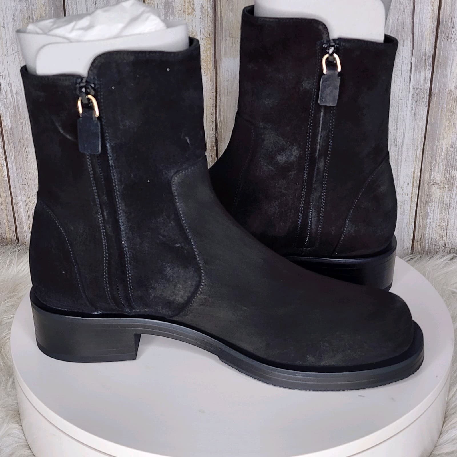 Stuart Weitzman 5050 Bold Zip Bootie Black Suede - Size 7 - Thumbnail 6