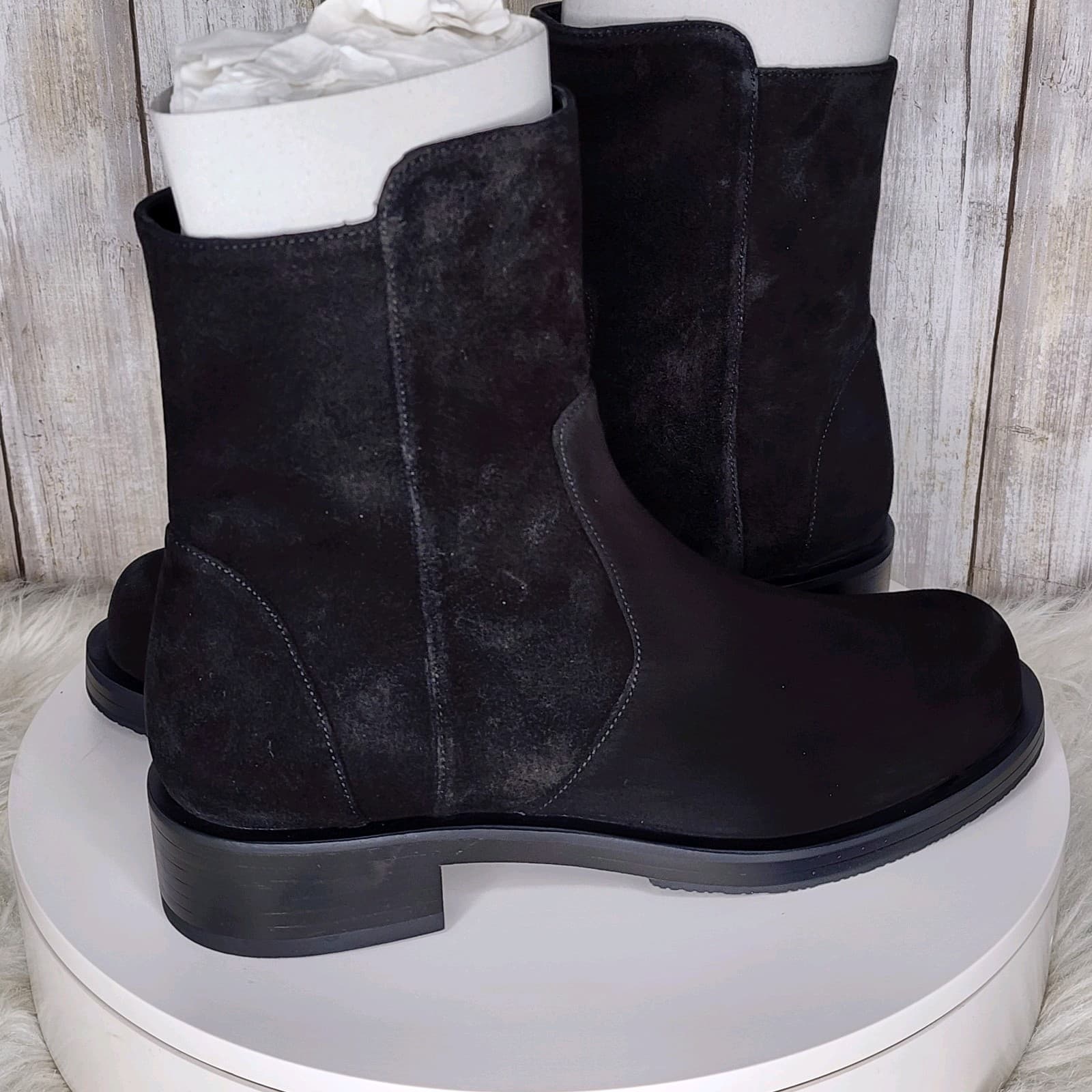 Stuart Weitzman 5050 Bold Zip Bootie Black Suede - Size 7 - Thumbnail 2