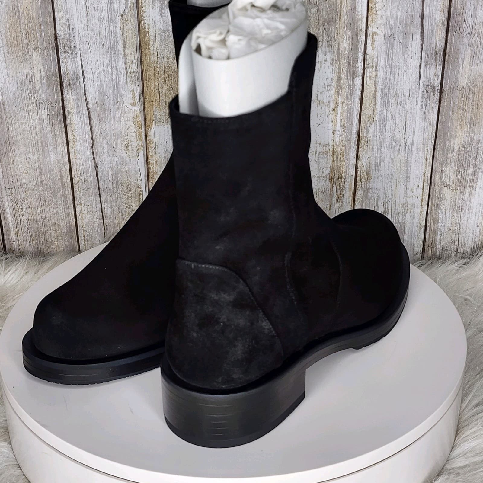 Stuart Weitzman 5050 Bold Zip Bootie Black Suede - Size 7 - Thumbnail 3