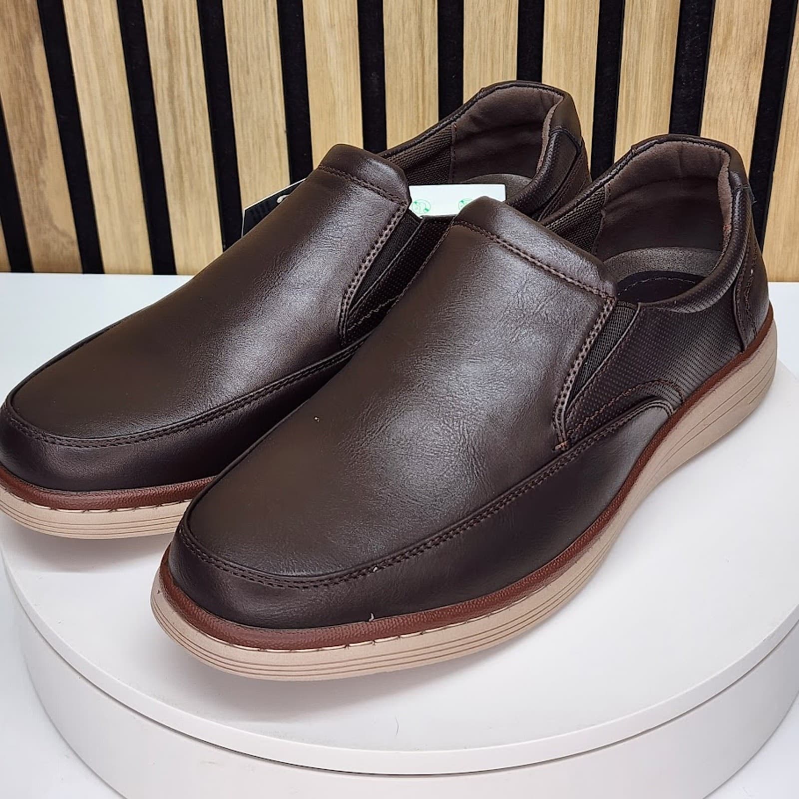 NEW - Aston Marc Galt Men’s Brown Slip On Casual Shoes Comfort Loafers Size 8 M - Thumbnail 4