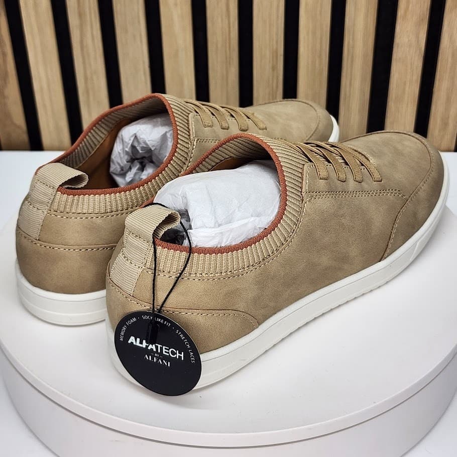 New - Alfani Carson Men’s Taupe Sneakers Casual Lace Up Shoes - Size 8.5 M - Thumbnail 2