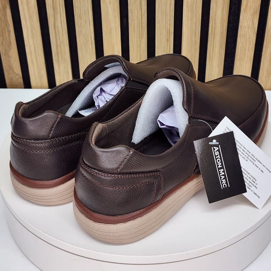 NEW - Aston Marc Galt Men’s Brown Slip On Casual Shoes Comfort Loafers Size 8 M - Thumbnail 2