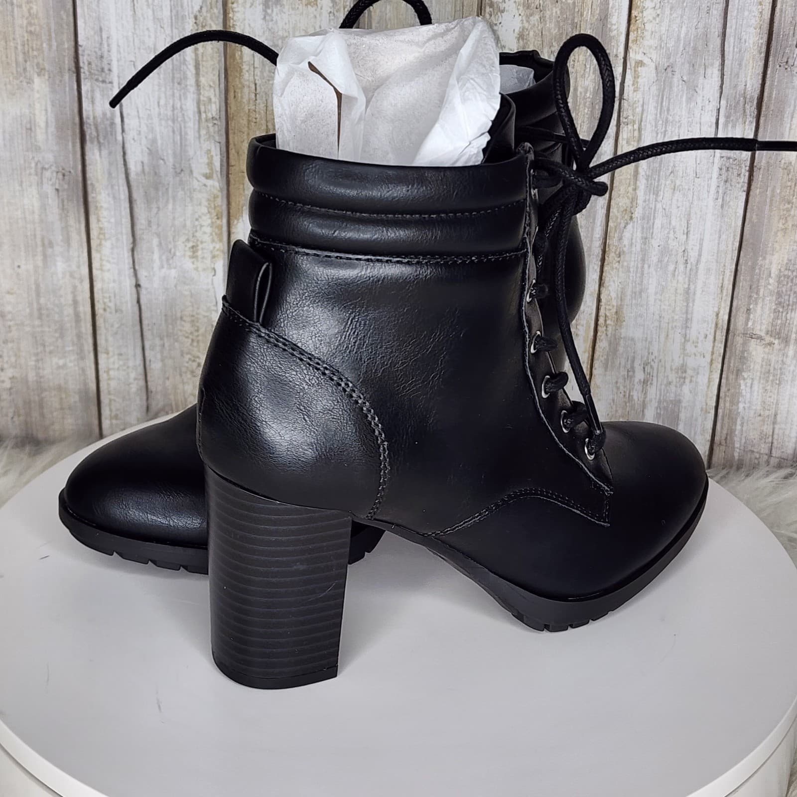 Style & Co Laurellee Lace-Up Dress Booties Black - Size 10 - Thumbnail 4