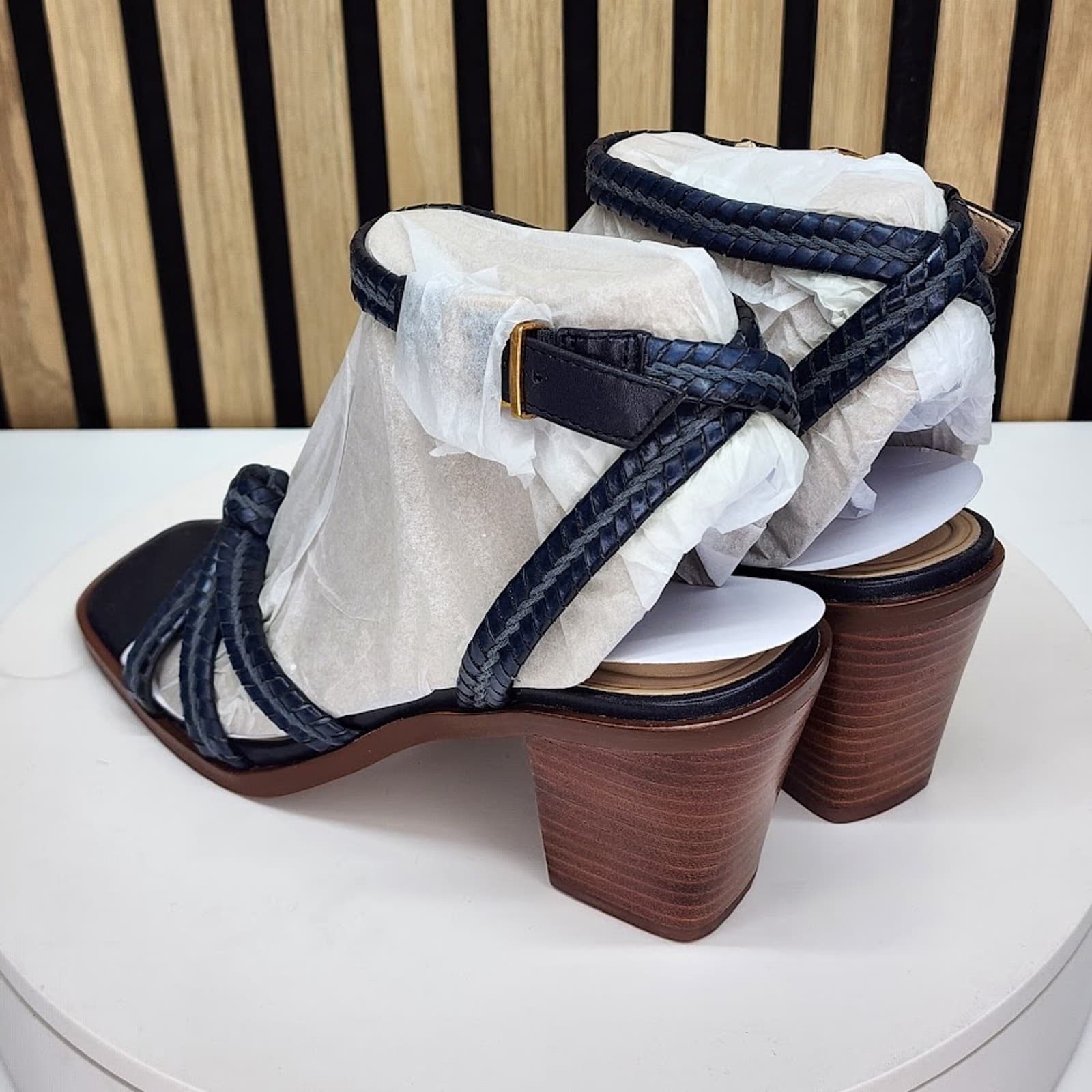 NEW - Giani Bernini Renaee Women’s Navy Woven Block Heel Sandals - Size 8 M - Thumbnail 4