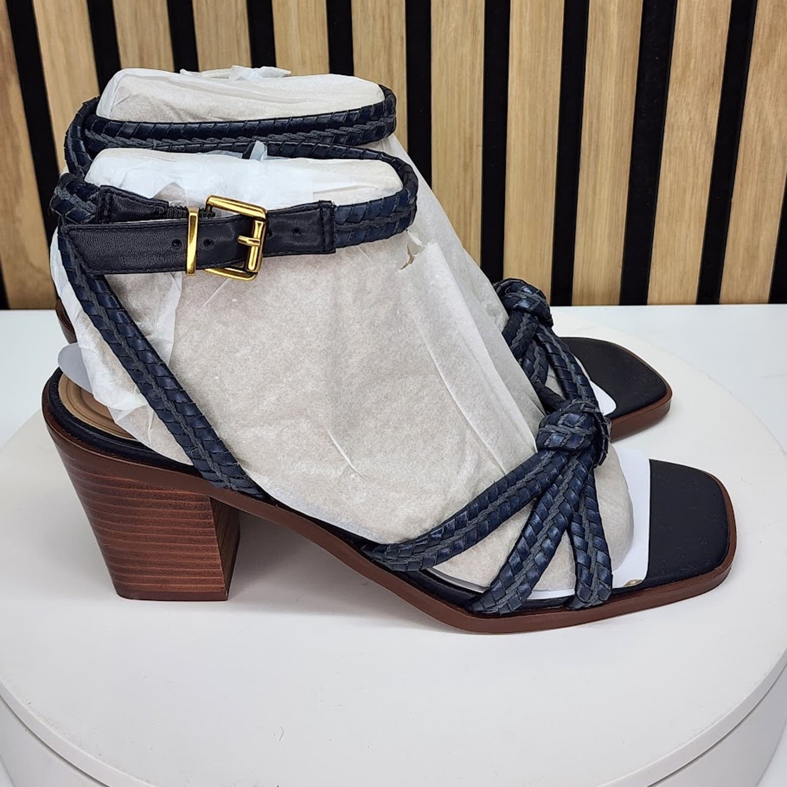 NEW - Giani Bernini Renaee Women’s Navy Woven Block Heel Sandals - Size 8 M - Thumbnail 2