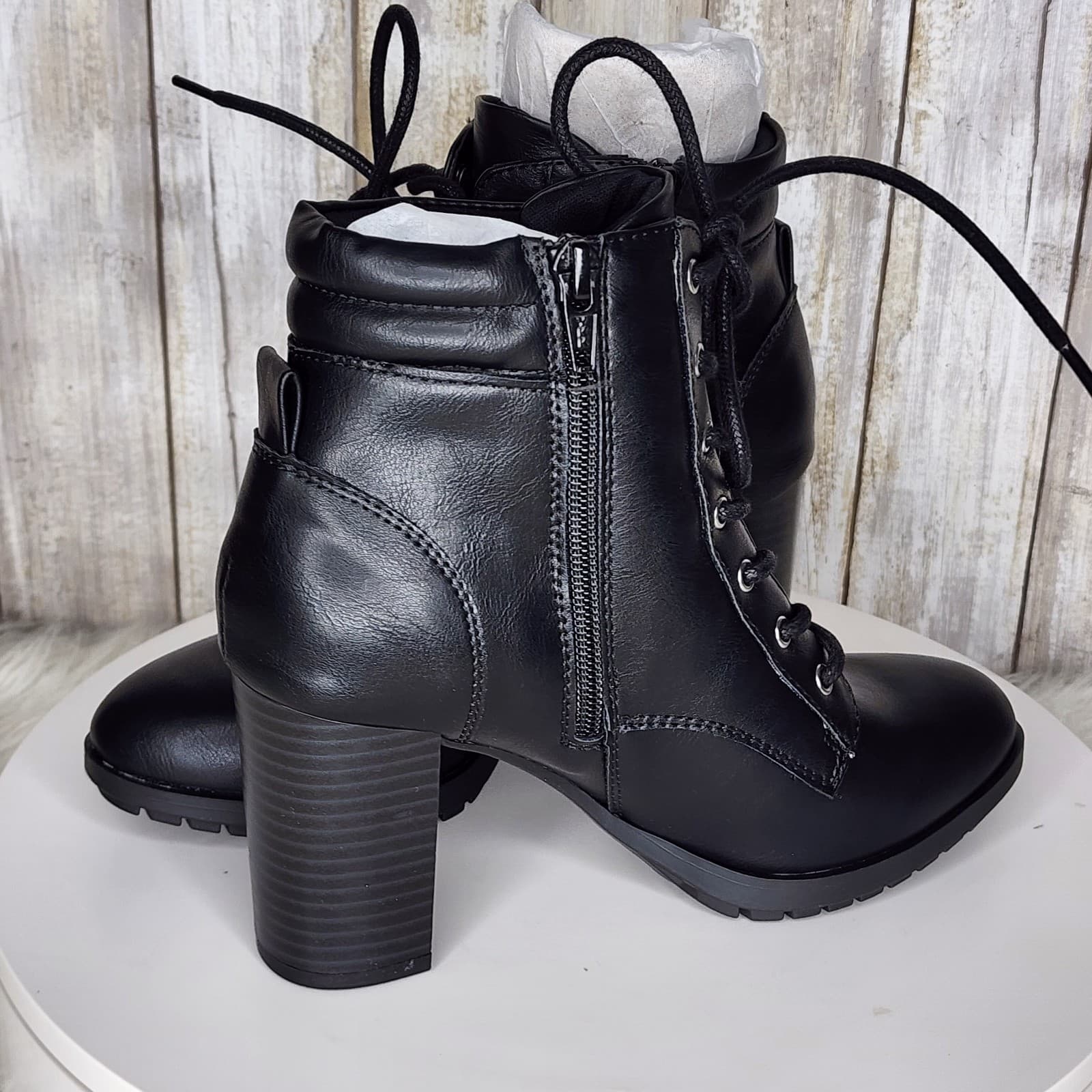 Style & Co Laurellee Lace-Up Dress Booties Black - Size 10 - Thumbnail 8
