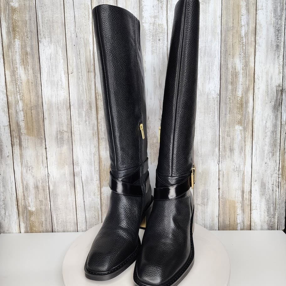 NEW - Vince Camuto Women's Gini Buckled Knee-High Riding Boots - Size 8M Black - Thumbnail 7