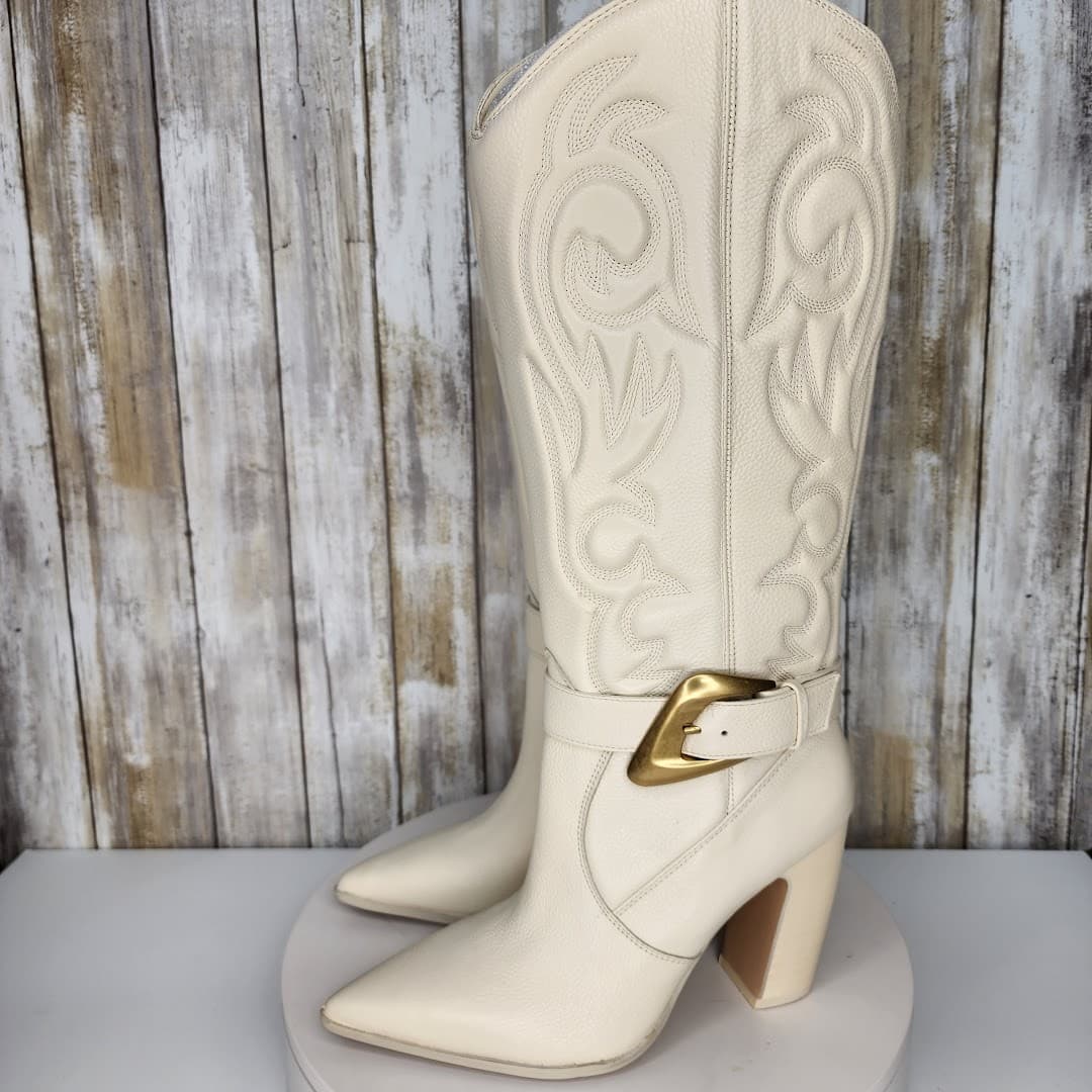 NEW - Vince Camuto Women's Biancaa Buckled Cowboy Dress Boots - Size 7 - Thumbnail 6