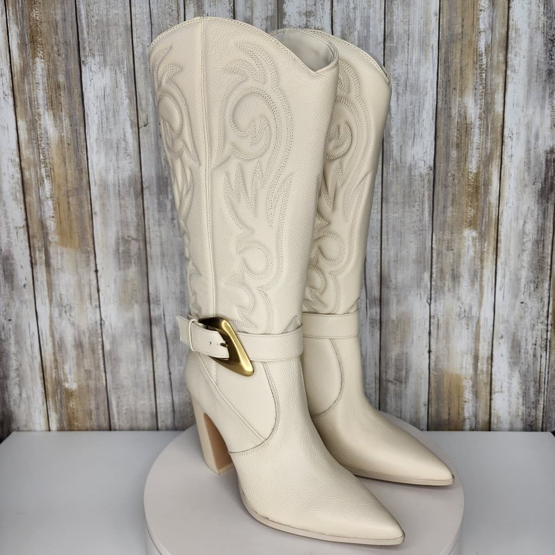 NEW - Vince Camuto Women's Biancaa Buckled Cowboy Dress Boots - Size 7