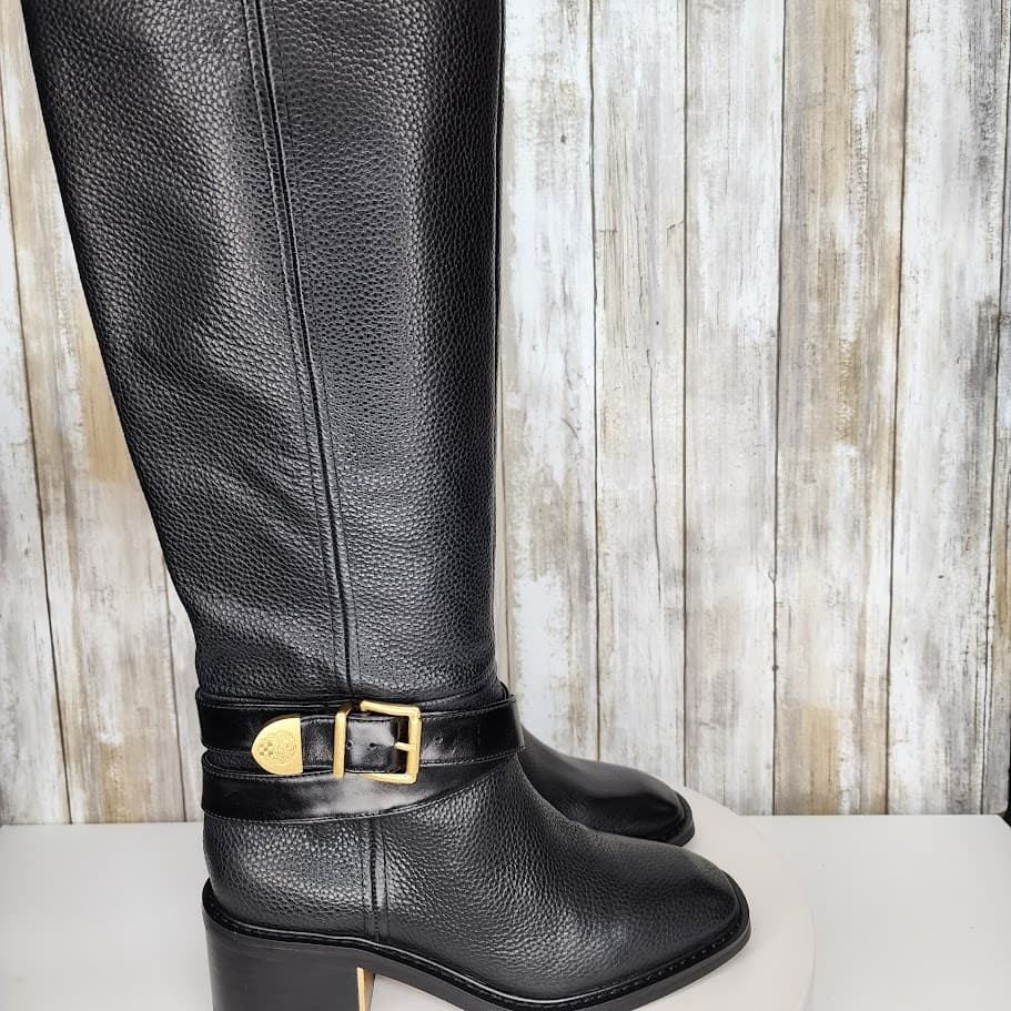 NEW - Vince Camuto Women's Gini Buckled Knee-High Riding Boots - Size 8M Black - Thumbnail 3