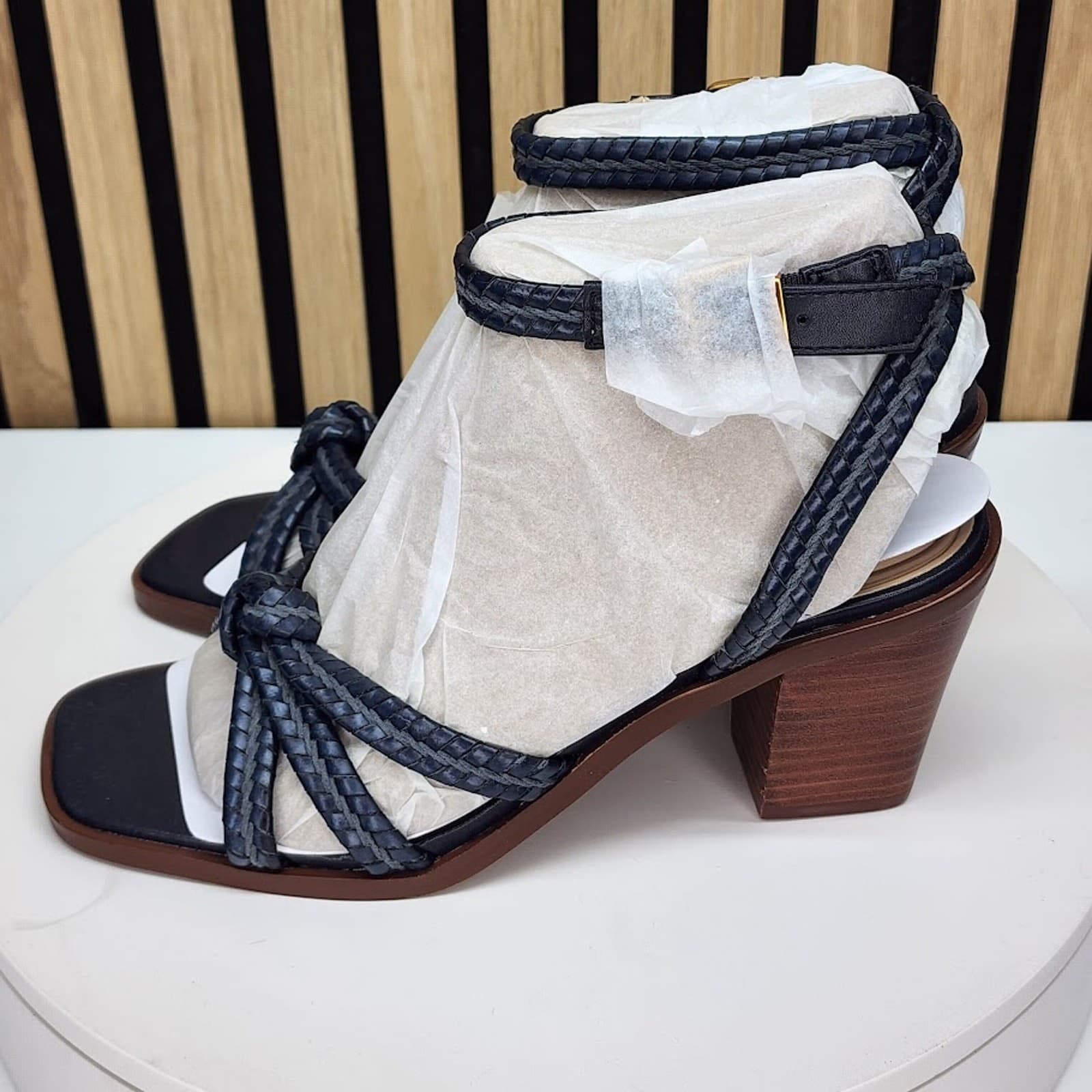 NEW - Giani Bernini Renaee Women’s Navy Woven Block Heel Sandals - Size 7.5 M - Thumbnail 5