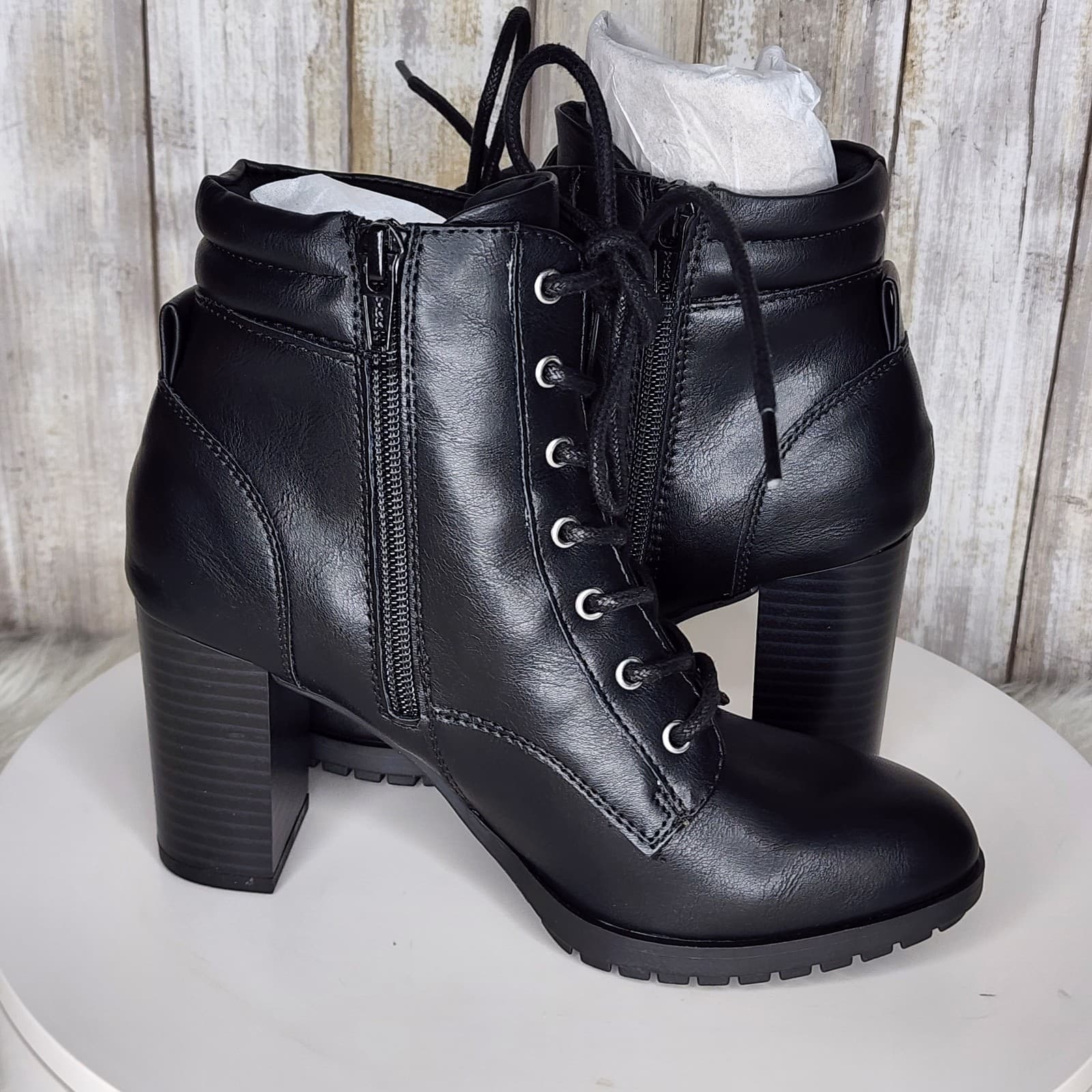 Style & Co Laurellee Lace-Up Dress Booties Black - Size 10 - Thumbnail 7