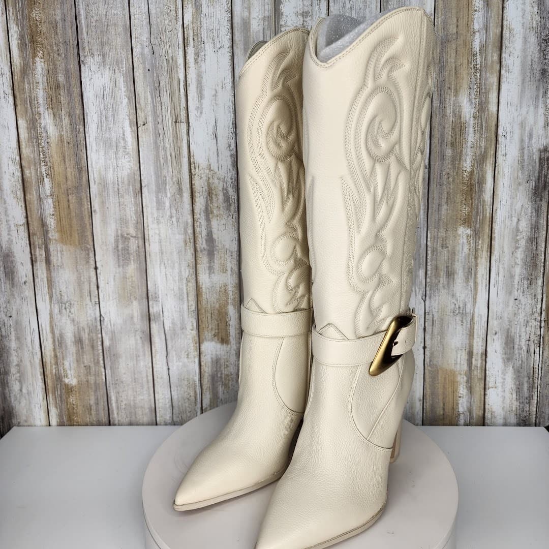 NEW - Vince Camuto Women's Biancaa Buckled Cowboy Dress Boots - Size 7 - Thumbnail 7