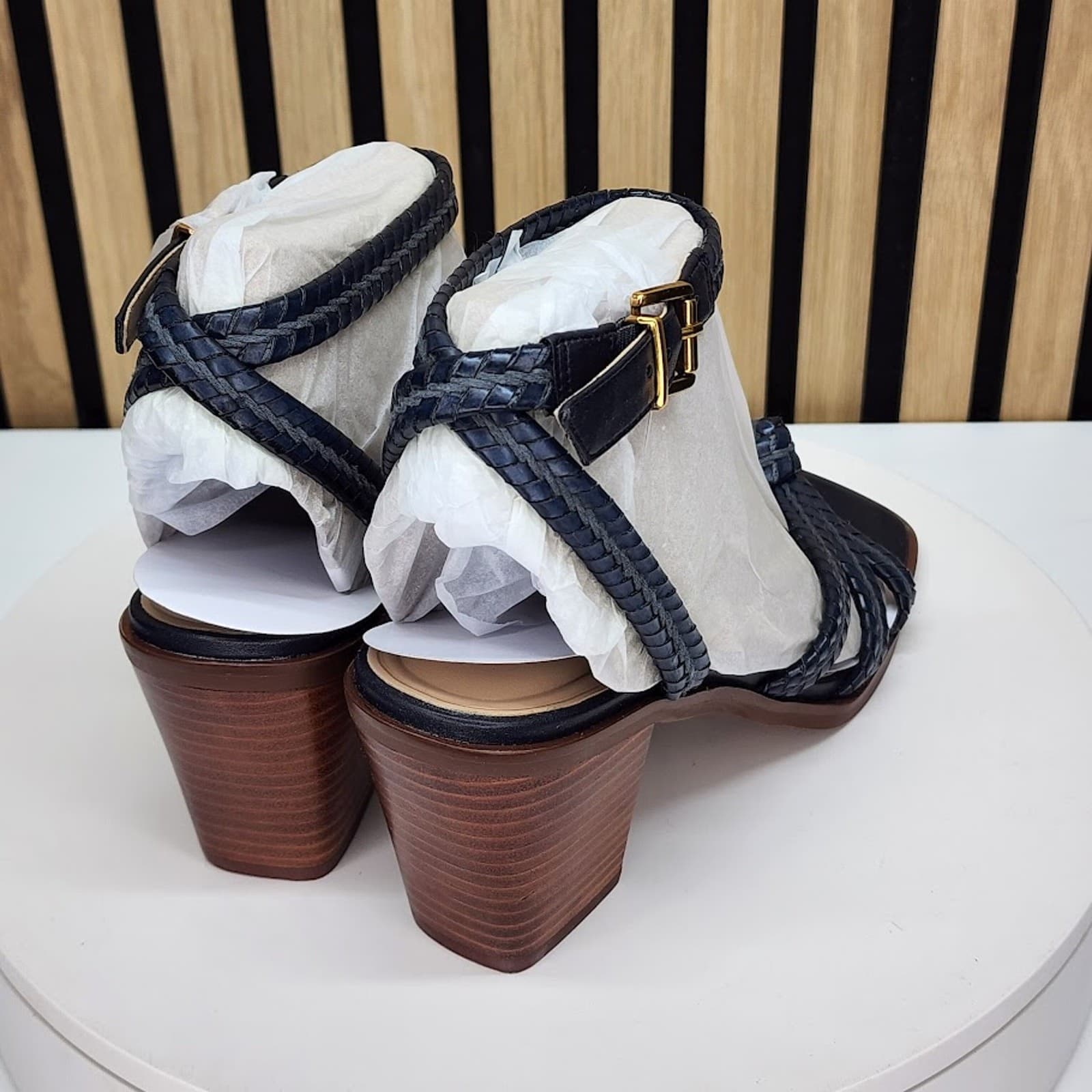 NEW - Giani Bernini Renaee Women’s Navy Woven Block Heel Sandals - Size 9 M - Thumbnail 3