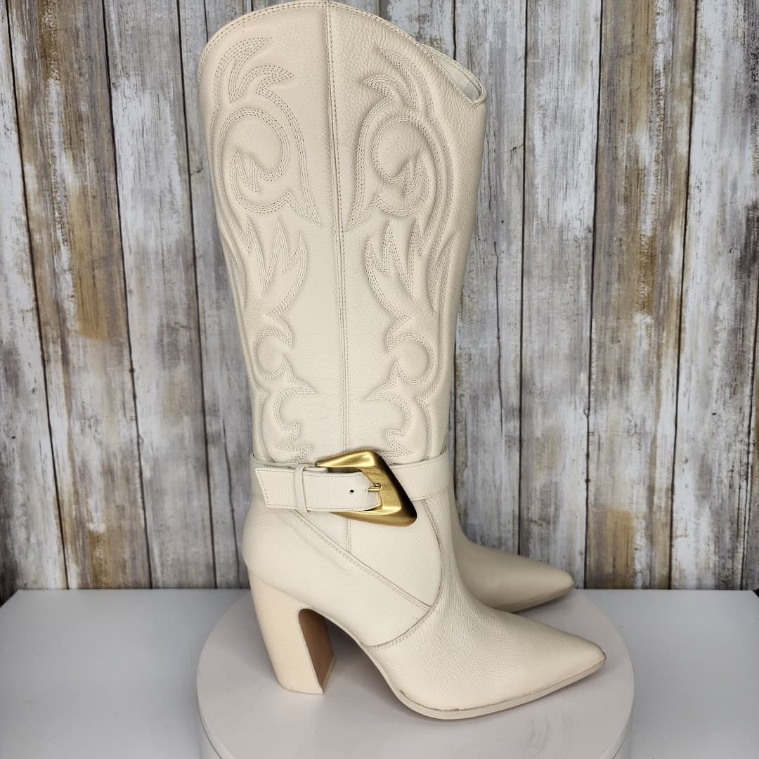 NEW - Vince Camuto Women's Biancaa Buckled Cowboy Dress Boots - Size 7 - Thumbnail 2
