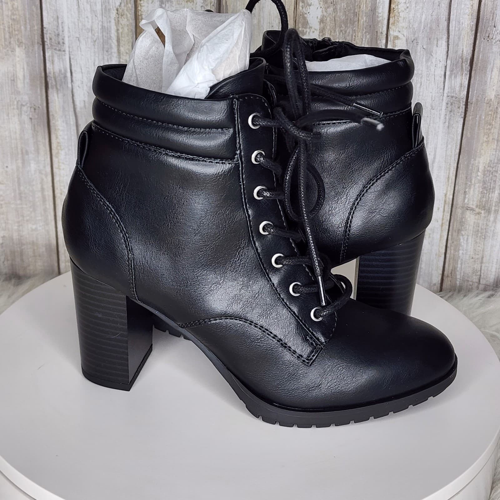 Style & Co Laurellee Lace-Up Dress Booties Black - Size 10 - Thumbnail 3