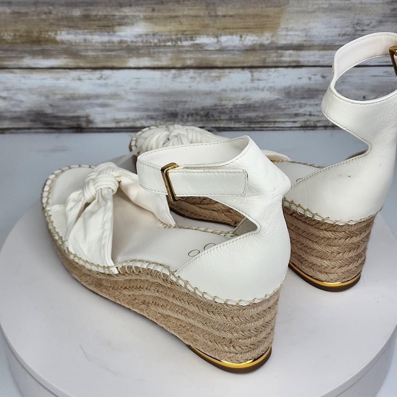 NEW - Franco Sarto Women's White Espadrille Wedge Sandals Platform Size 8 - Thumbnail 3