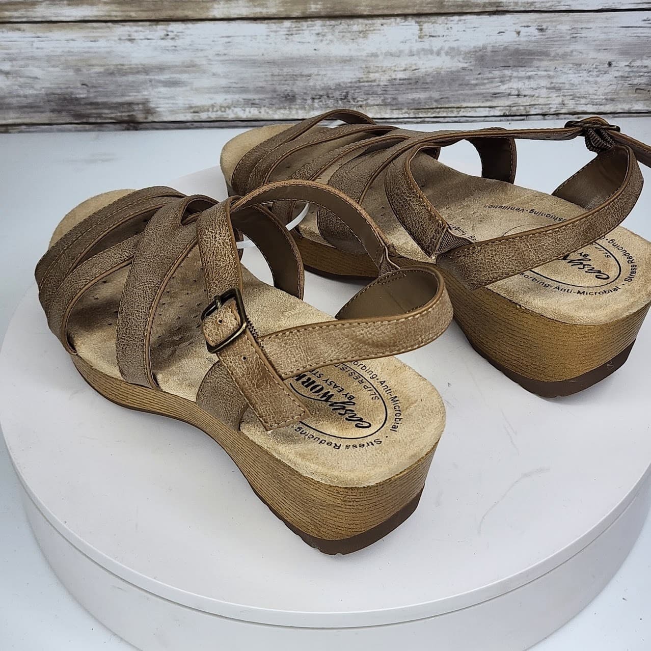 NEW - Easy Street Women's Comfort Wedge Sandals Slingback Open Toe Size 8 - Thumbnail 3