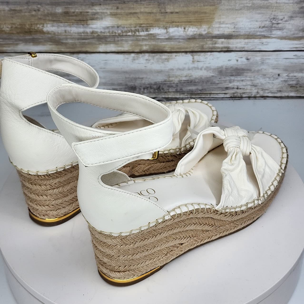 NEW - Franco Sarto Women's White Espadrille Wedge Sandals Platform Size 8 - Thumbnail 2