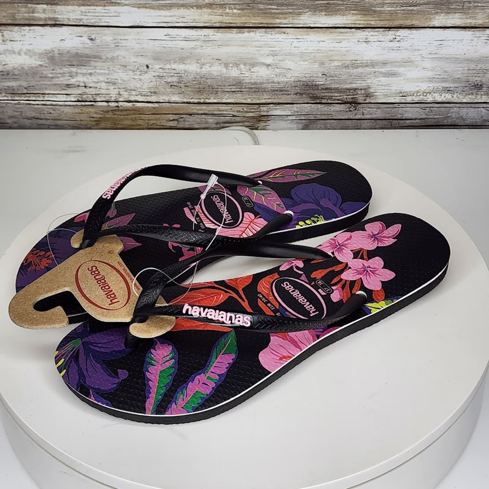 NEW - Havaianas Slim Floral Colors Women’s Flip Flops Tropical Sandals Size 7/8 - Thumbnail 4
