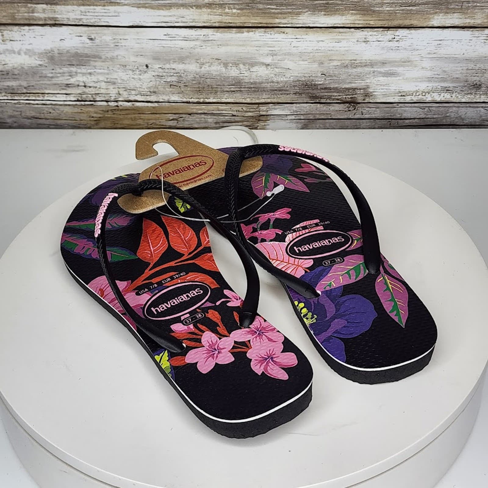 NEW - Havaianas Slim Floral Colors Women’s Flip Flops Tropical Sandals Size 7/8 - Thumbnail 3